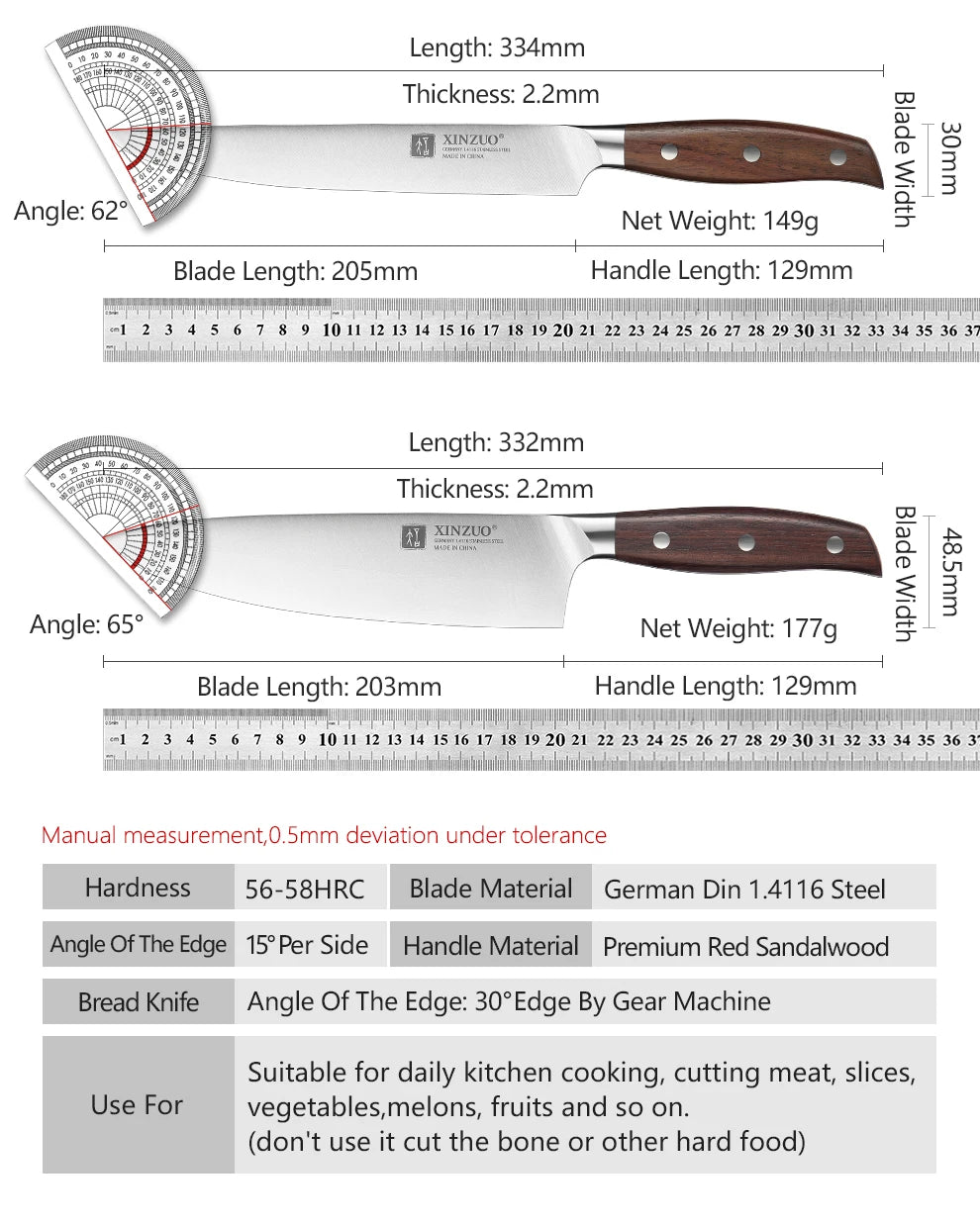 XINZUO Kitchen Tools 6 PCS Kitchen Knife Set - Action Outdoors Kiwi