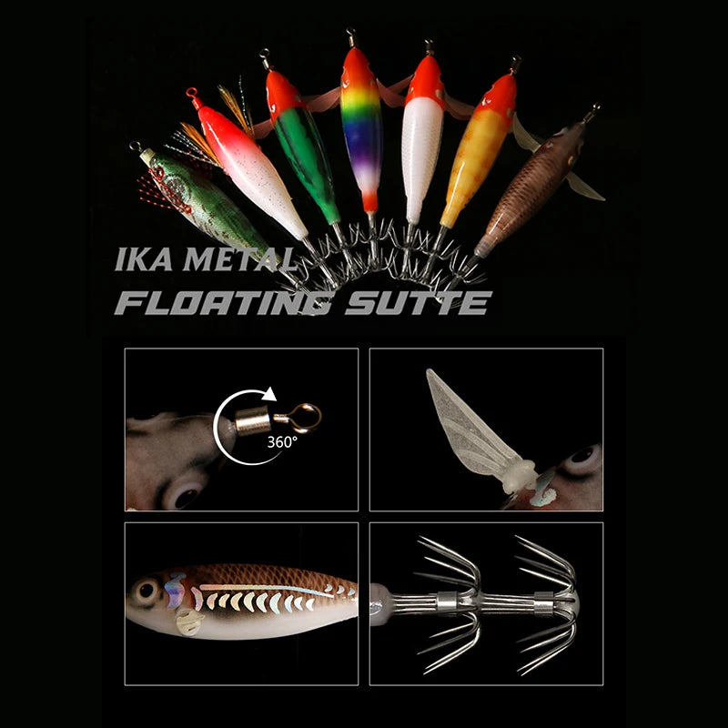 Luminous Squid Jig Artificial Bait Squid Fishing Lures Cuttlefish Webfoot Octopus Noctilucent Wood Shrimp Sea Fishing Lure