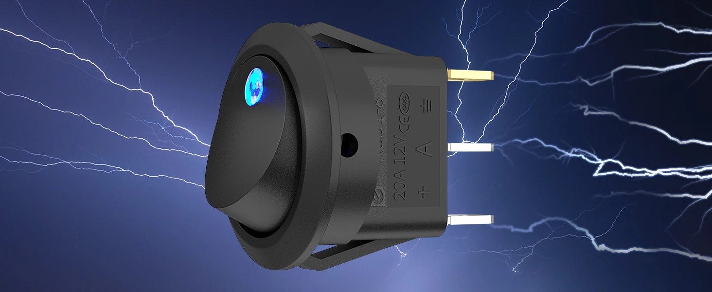 DaierTek 4PCS 12V 3 Pin Round Rocker ON/Off LED Light Toggle Switch SPST With Wires for Car Truck Marine Boat Car Accessories - Action Outdoors Kiwi