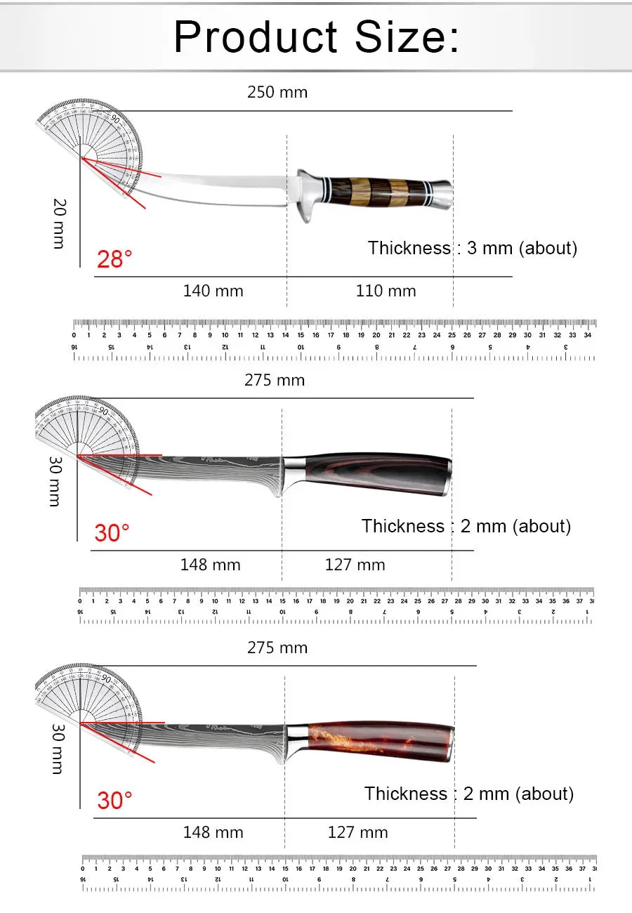 Wood Handle Sashime Knife Fish Filleting Knife High Stainless Steel Kitchen Knives Meat Cleaver Boning Knife Chef Slicing Tools - Action Outdoors Kiwi