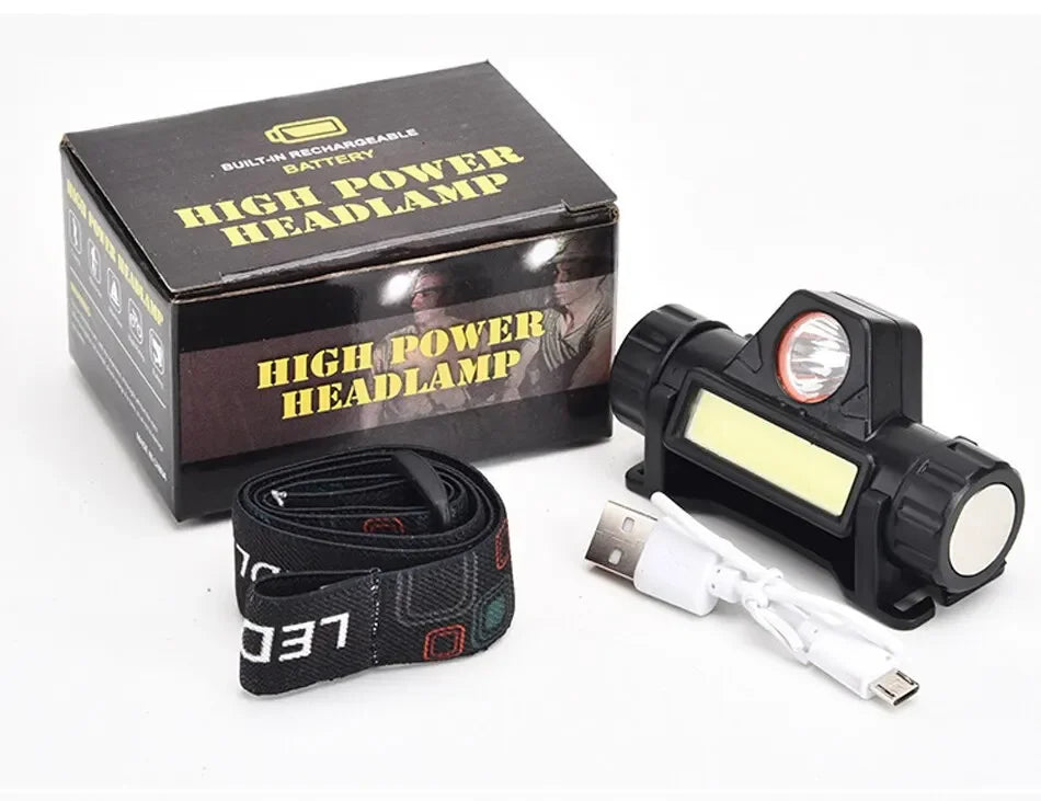 USB Rechargeable Portable Mini Powerful LED Headlamp Fishing XPE+COB Hunting Headlight Waterproof Super Bright Hunting Headlamp - Action Outdoors Kiwi