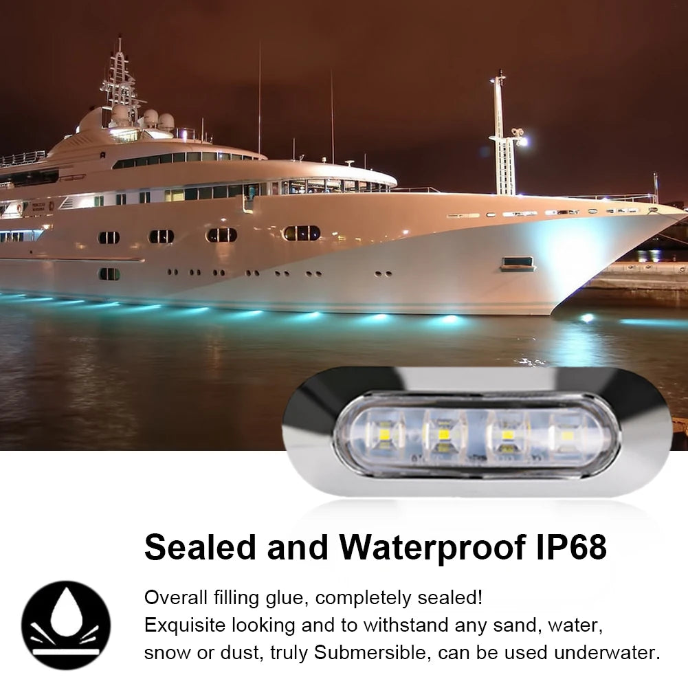 2PCS LED Marine Boat Courtesy Light 12-30V 6LED Waterproof Boat Interior Stern Transom Light Side Marker White Light for Marine - Action Outdoors Kiwi