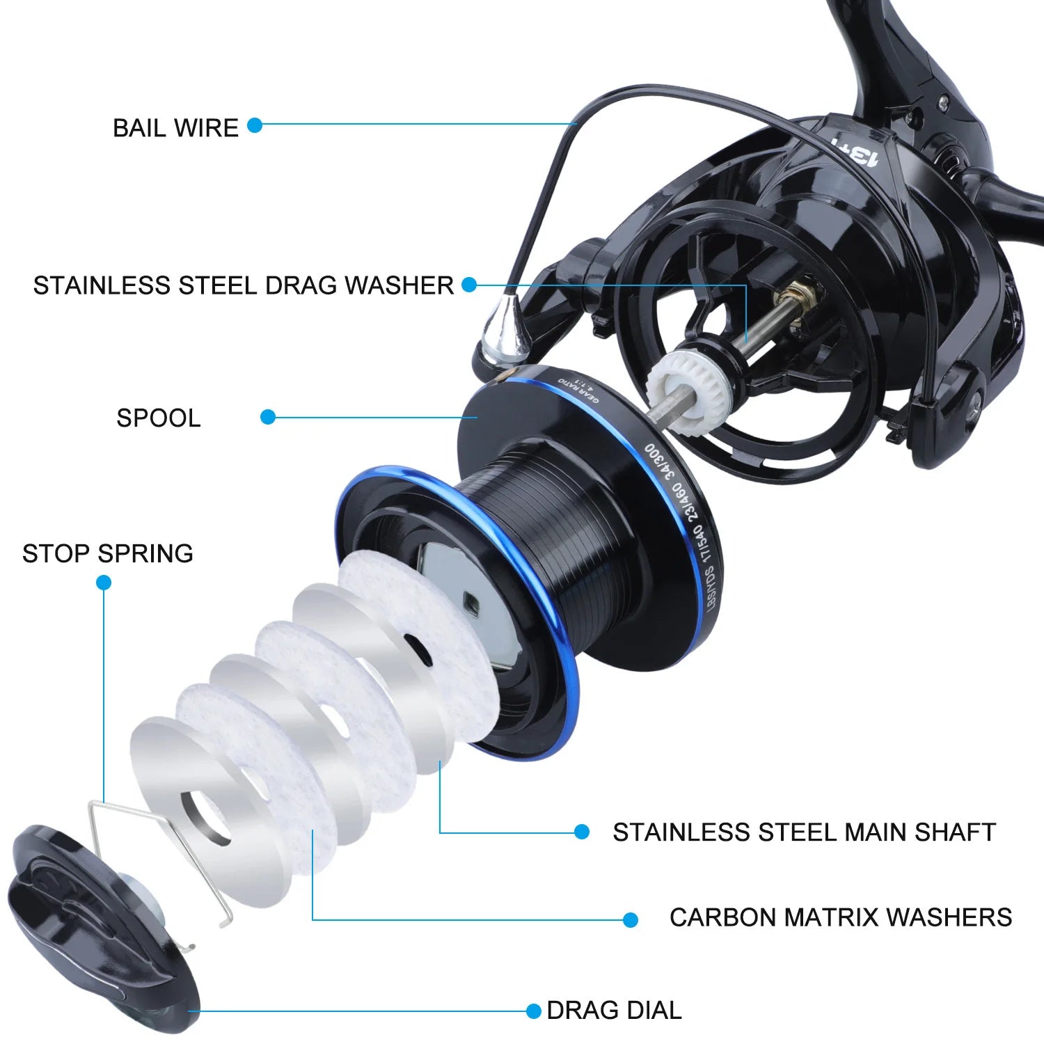 Sougayilang 8000-12000 Series Carp Fishing Reel Spinning Reel Max Drag 25kg Surf Fishing Reels Freshwater Saltwater Sea Fishing - Action Outdoors Kiwi