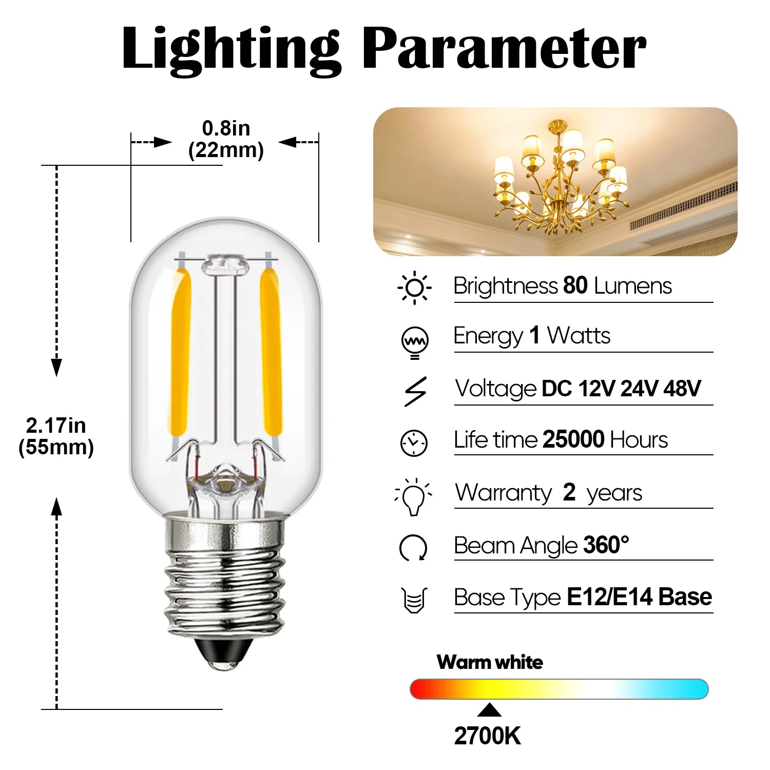 Vintage Low Voltage Led Bulb T20 Tubular Filament Bulb DC 12V 24V AC 220V E12 E14 Mini Tubu Bulb for RVs Marine Lighting Outdoor - Action Outdoors Kiwi