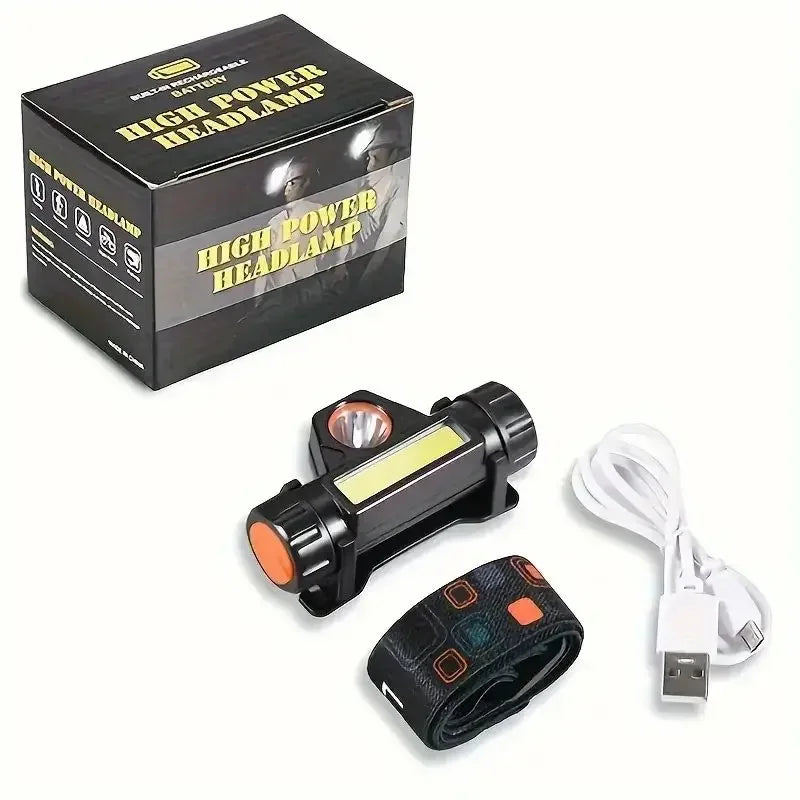 USB Rechargeable Portable Mini Powerful LED Headlamp Fishing XPE+COB Hunting Headlight Waterproof Super Bright Hunting Headlamp - Action Outdoors Kiwi