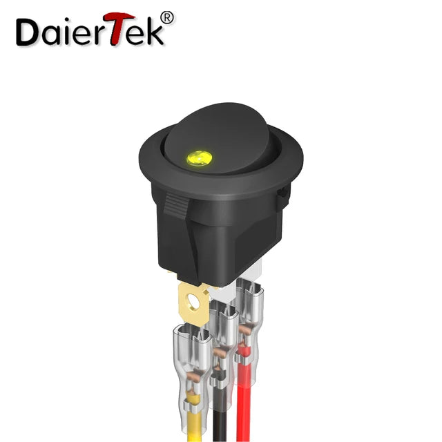 DaierTek 4PCS 12V 3 Pin Round Rocker ON/Off LED Light Toggle Switch SPST With Wires for Car Truck Marine Boat Car Accessories - Action Outdoors Kiwi