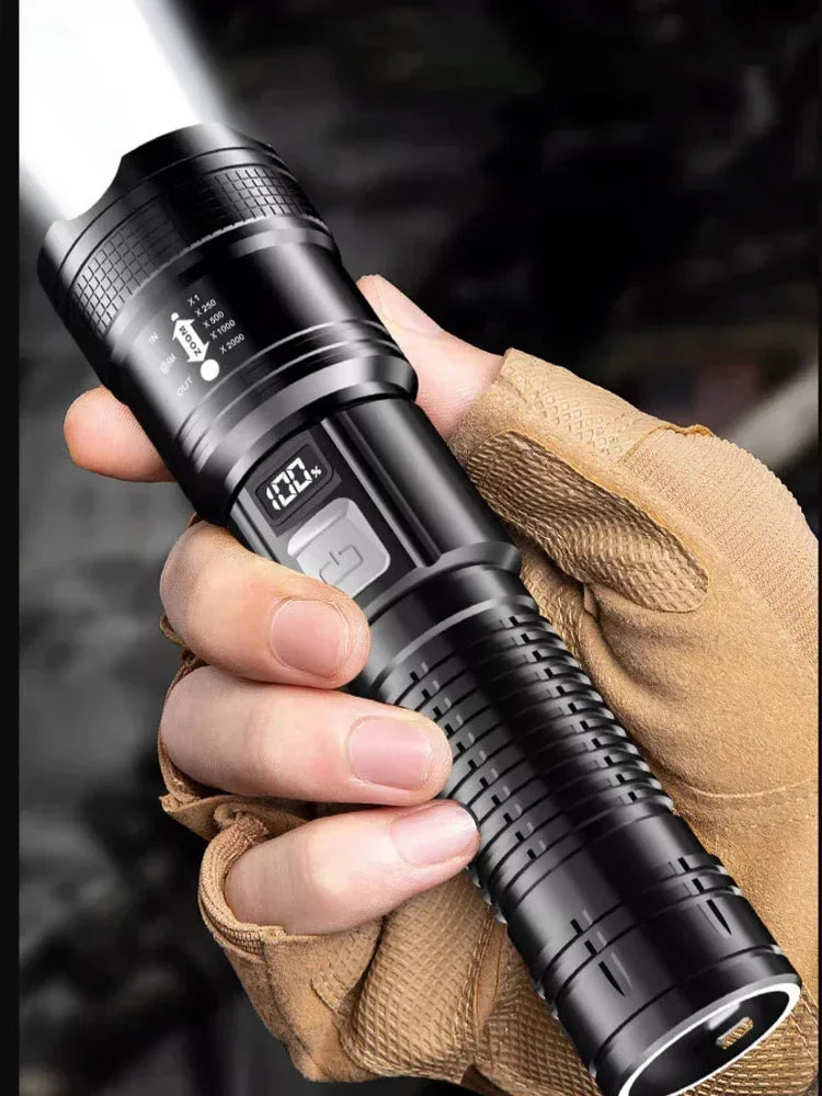 High Strong Power Led Flashlights Tactical Flash Light Torch Ultra Bright Lamp USB Charging Camping Fishing Defensa Zoom Lantern - Action Outdoors Kiwi