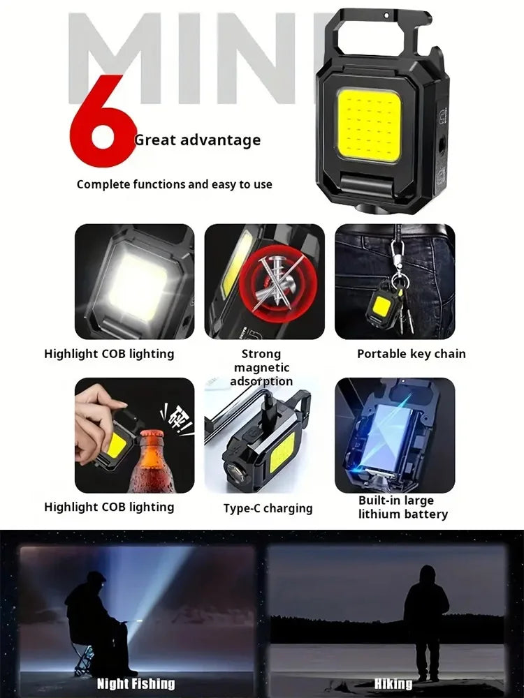 High Power Flashlight LED Keychain Work Light USB Rechargeable Waterproof Camping Fishing Lantern Torch Spotlight Outdoor Lamps - Action Outdoors Kiwi