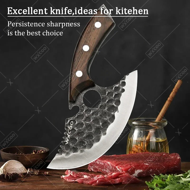 WXCOO Professional Kitchen Knives Hand Forged Boning Knife Stainless Steel Fruit Paring Knife Meat Cleaver Butcher Slicing Knife - Action Outdoors Kiwi