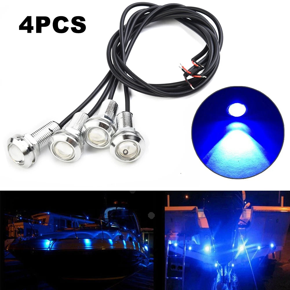 4pcs DC 12V-3W Blue LED Marine Lighting Boat Lights Spot-lighting Light Portable Waterproof Underwater Car Truck Boats Lamps - Action Outdoors Kiwi