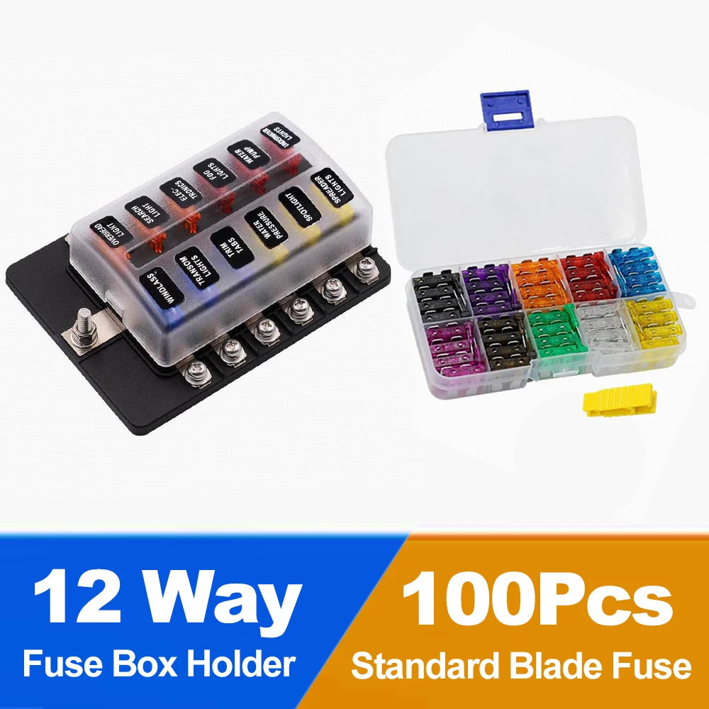 Universal 12Ways Car Blade Holder Fuse Box With LED Indicator Light 12V 32V Screw Binding Post Fuse For Car Boat Marine - Action Outdoors Kiwi