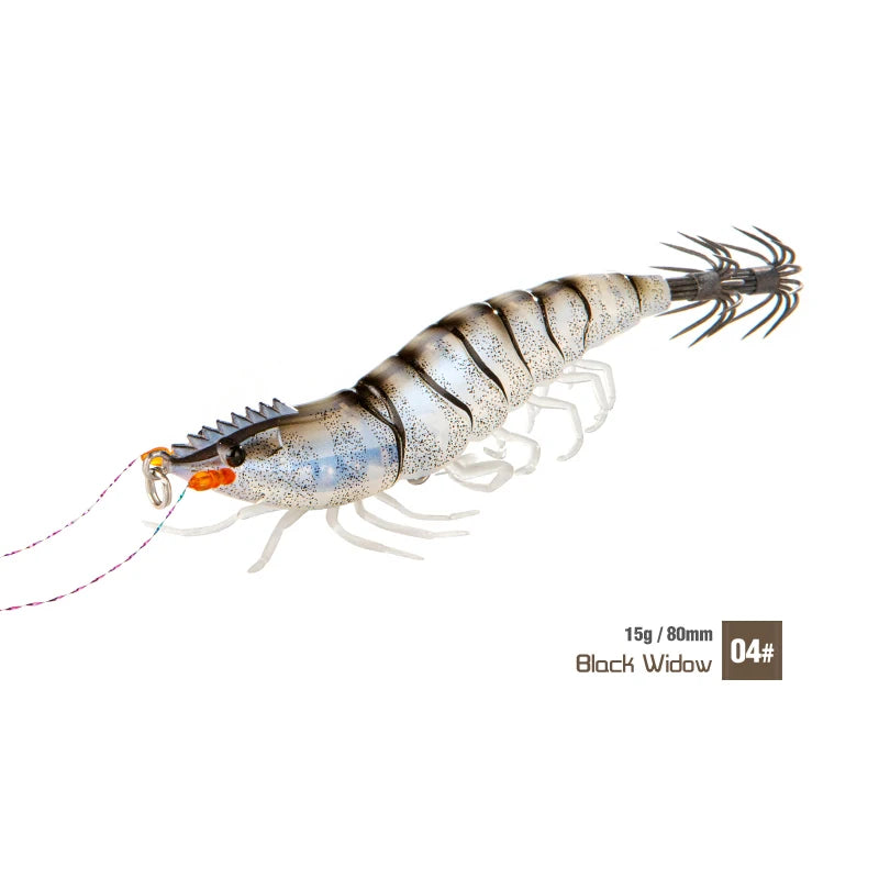 Luminous Squid Jig Hook Fishing Lures 8cm 15g Soft Foot Octopus Lure Wood Shrimp Cuttlefish Artificial Hard Bait For Sea Tools