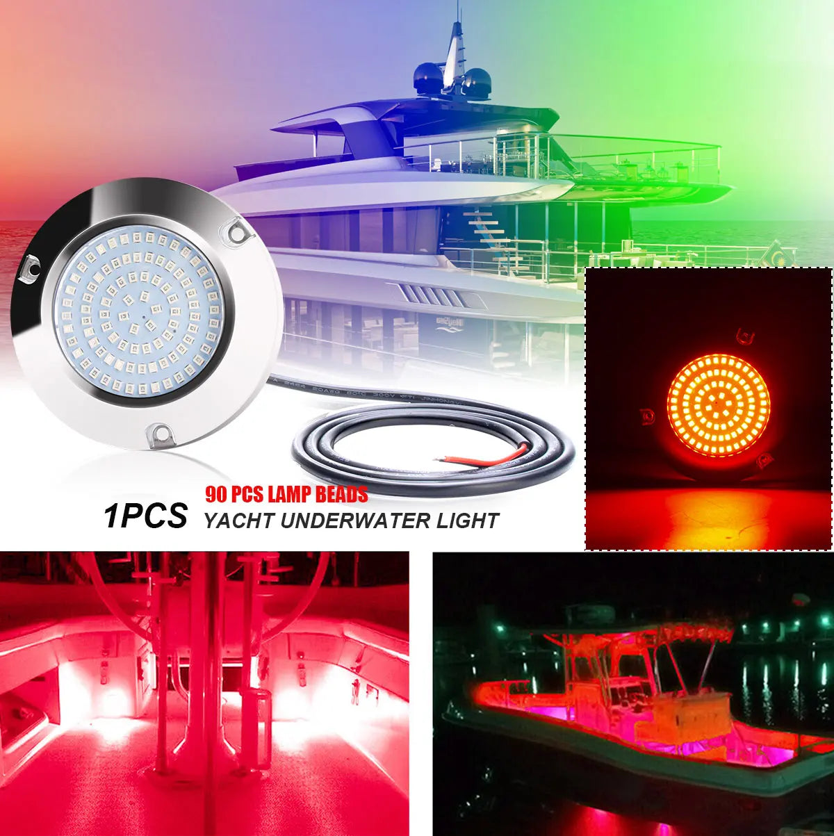 2pcs 120W LED Marine Yacht Lamp DC12V 24V 316L Stainless Steel IP68 Anti-corrosion Boat Underwater Light Saltwater Яхты Катера - Action Outdoors Kiwi