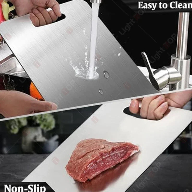 Damascus Kitchen Knives with Titanium Cutting Board Japanese Santoku Cleaver Stainless Steel Boning Knife Portable Meat Chopping - Action Outdoors Kiwi