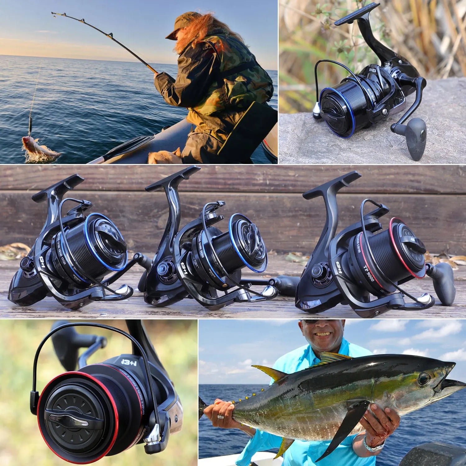 Sougayilang 8000-12000 Series Carp Fishing Reel Spinning Reel Max Drag 25kg Surf Fishing Reels Freshwater Saltwater Sea Fishing - Action Outdoors Kiwi