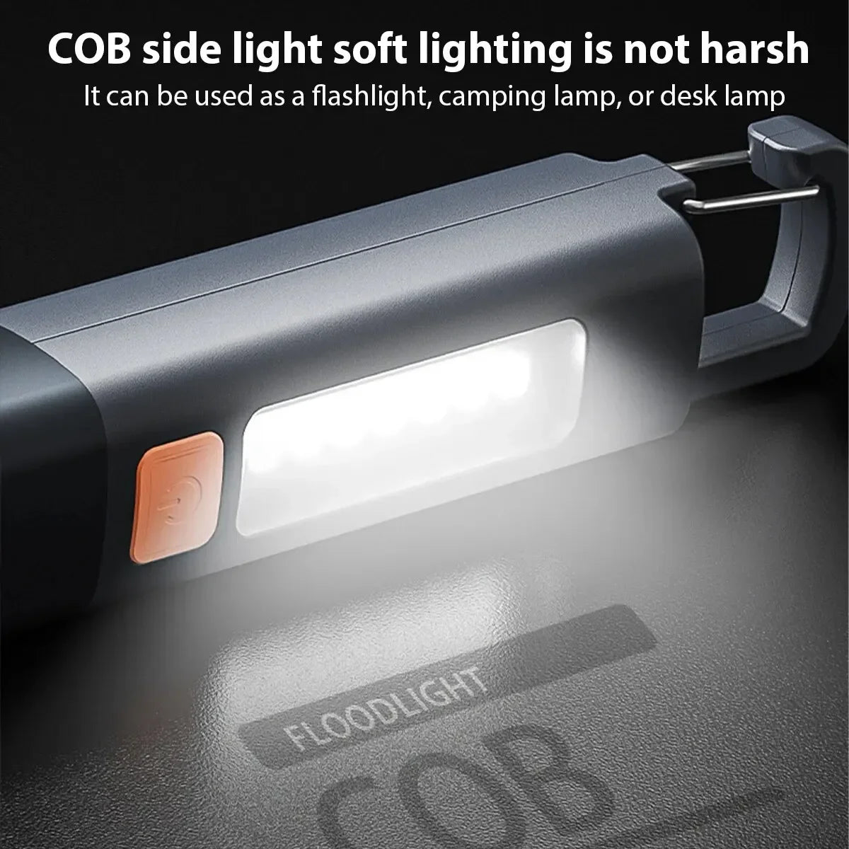 Strong Lighting ABS Flashlamp USB Charging Portable Outdoor Small Flashlight Camping Hanging Lamp Telescopic Focus COB Side Lamp - Action Outdoors Kiwi