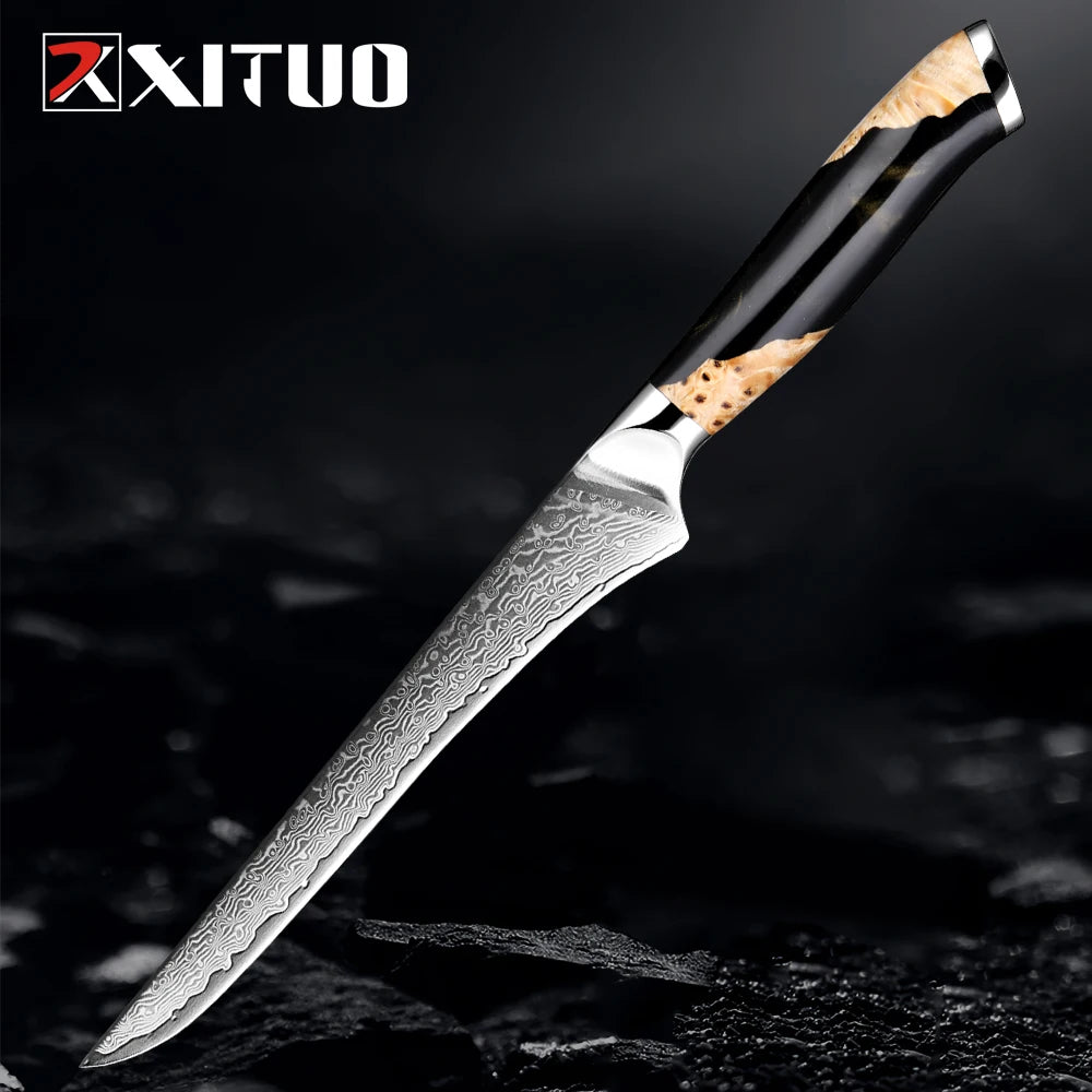 Chef Boning (Fillet) Knife 6 inch Best Damascus Japanese VG10 Steel 67 Layer Razor Sharp Utility Knife Awesome Edge Retention - Action Outdoors Kiwi