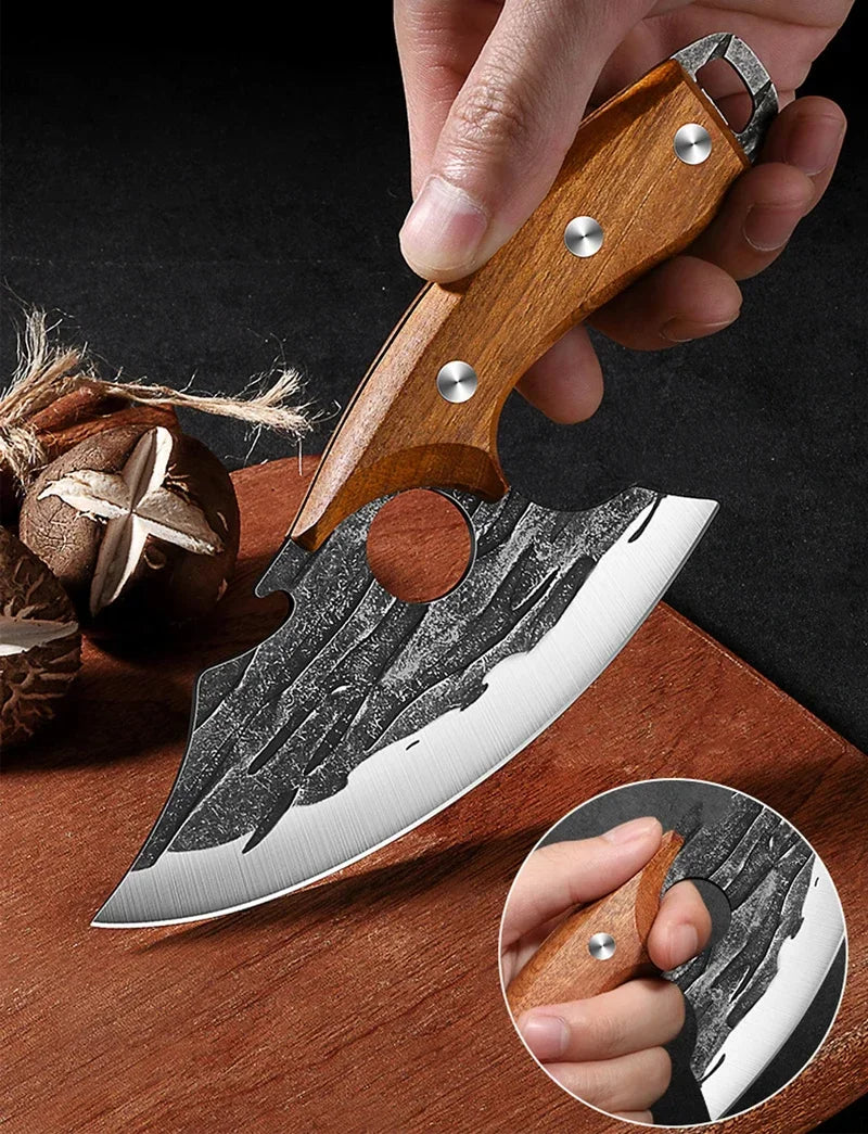Boning Knife Wooden Handle Handmade Cooking Slicing Knife Chef Knives Barbecue Cleaver Meat Chop Vegetable Fruit Kitchen Knives - Action Outdoors Kiwi