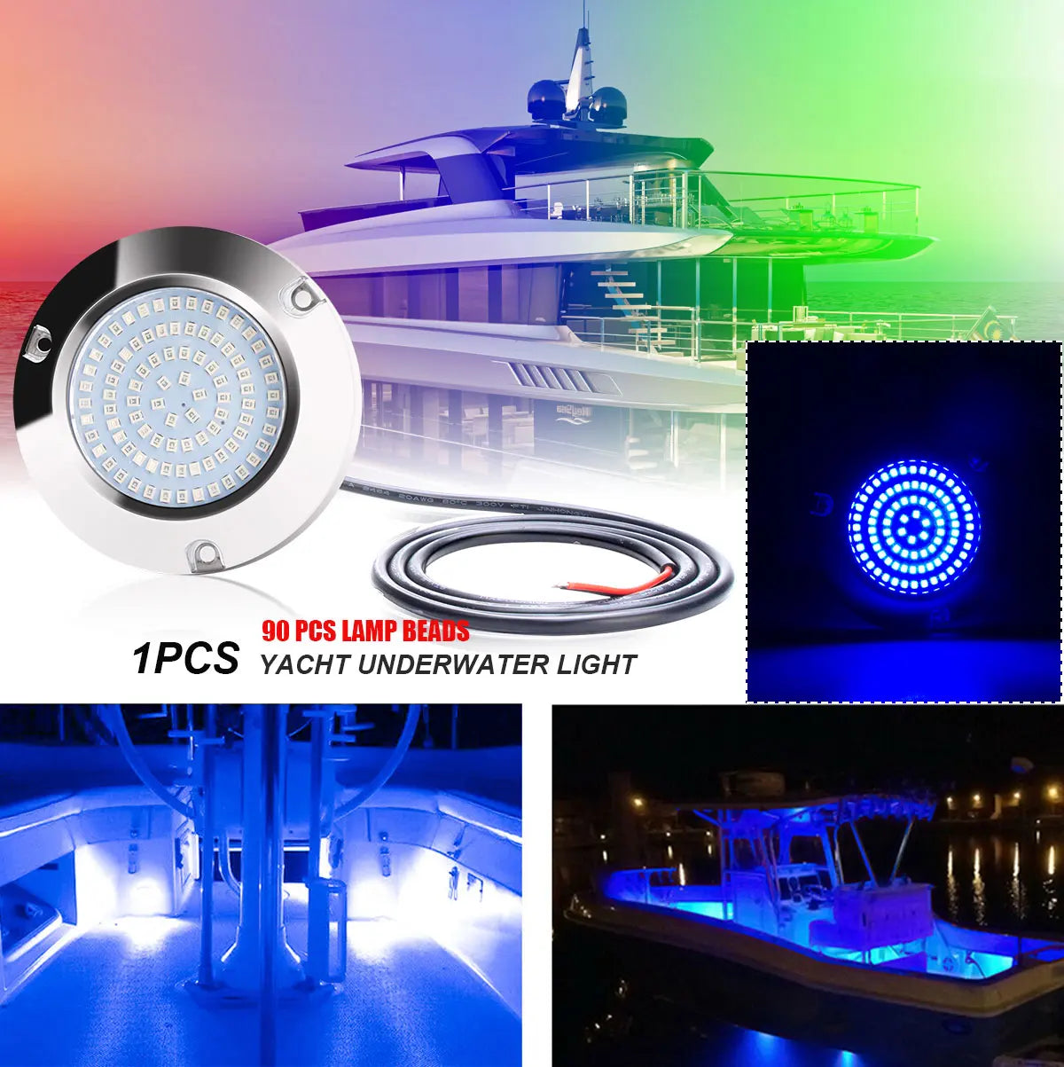 2pcs 120W LED Marine Yacht Lamp DC12V 24V 316L Stainless Steel IP68 Anti-corrosion Boat Underwater Light Saltwater Яхты Катера - Action Outdoors Kiwi