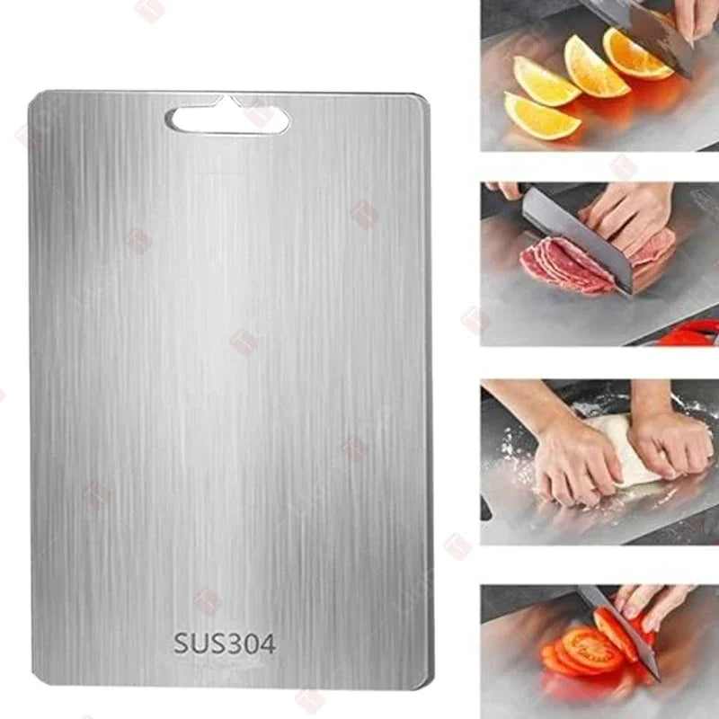 Damascus Kitchen Knives with Titanium Cutting Board Japanese Santoku Cleaver Stainless Steel Boning Knife Portable Meat Chopping - Action Outdoors Kiwi