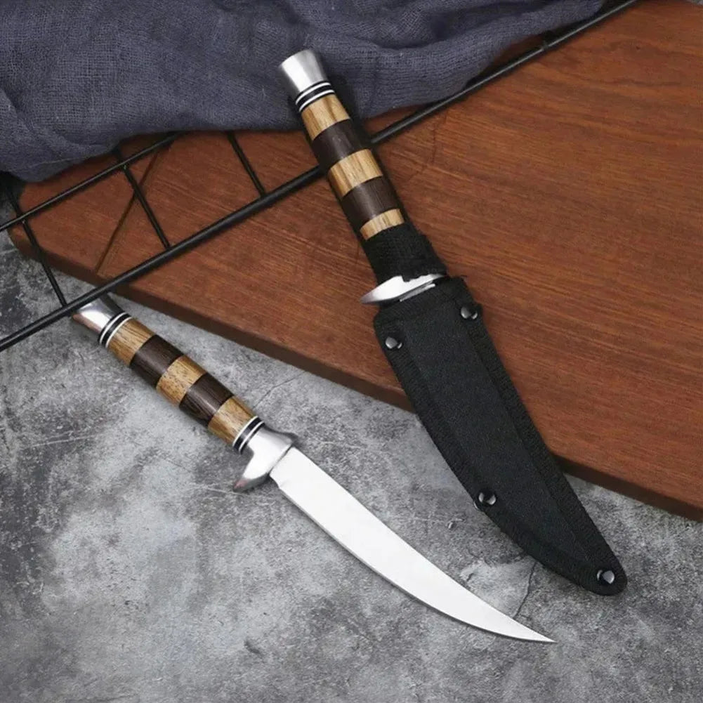 Wood Handle Sashime Knife Fish Filleting Knife High Stainless Steel Kitchen Knives Meat Cleaver Boning Knife Chef Slicing Tools - Action Outdoors Kiwi