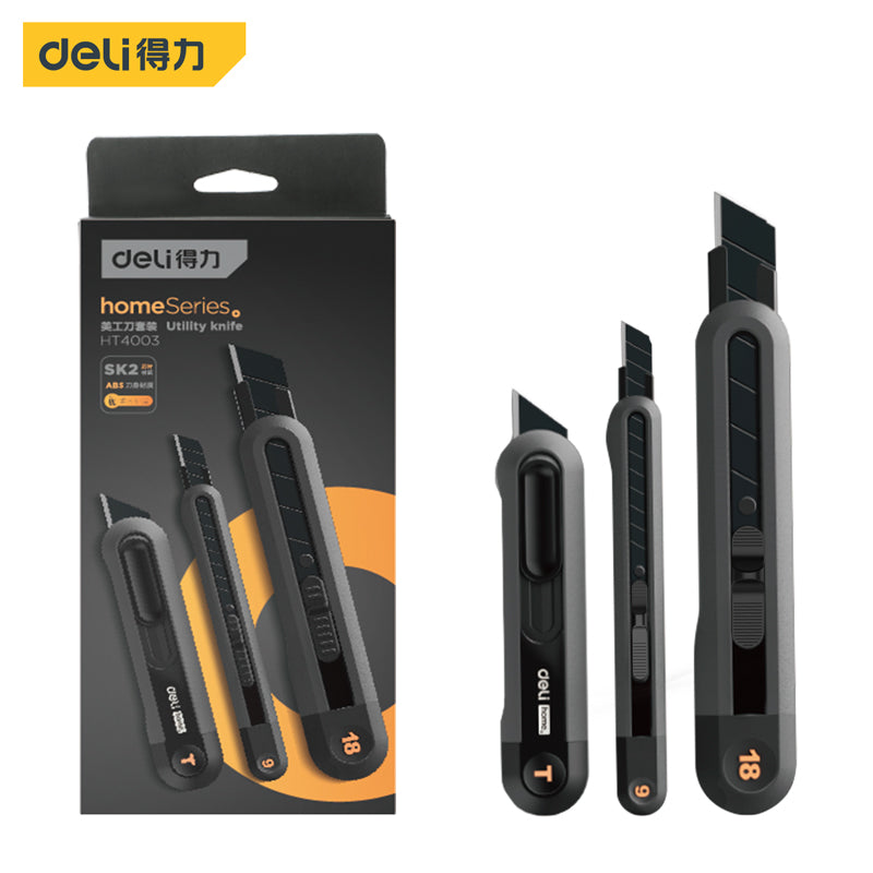 Deli 1/3 Pcs Utility Knife Set Multifunction Self-locking or Rebound Art Knife Sets Portable Office Home Courier Unboxing Knifes - Action Outdoors Kiwi