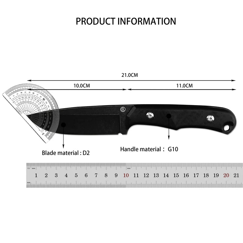 High hardness R small straight knife fishing and hunting tactics G10 and hemp handle survival tools rescue camping fixed knife - Action Outdoors Kiwi