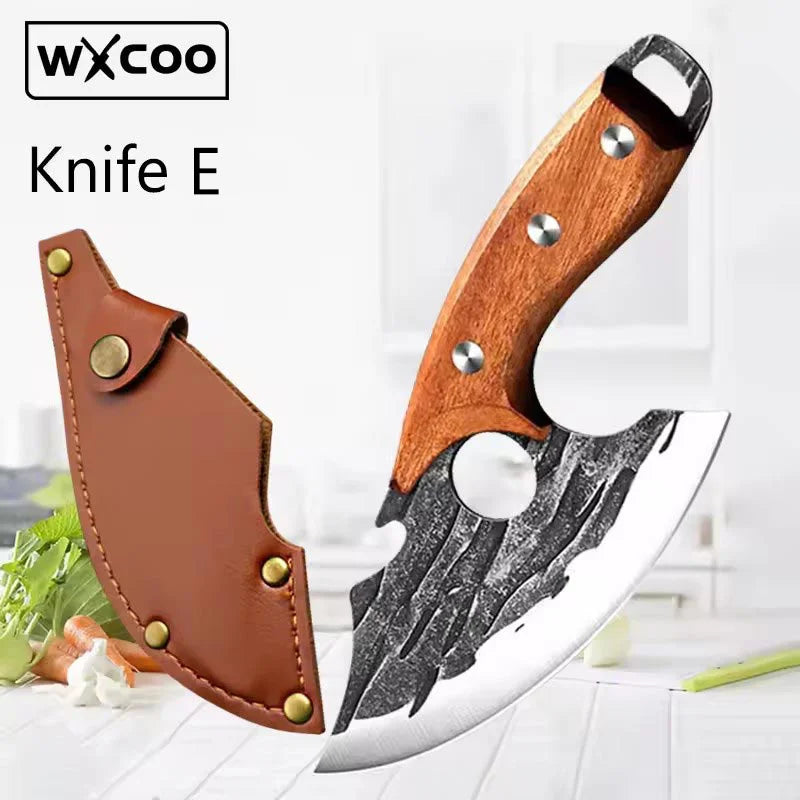 WXCOO Professional Kitchen Knives Hand Forged Boning Knife Stainless Steel Fruit Paring Knife Meat Cleaver Butcher Slicing Knife - Action Outdoors Kiwi
