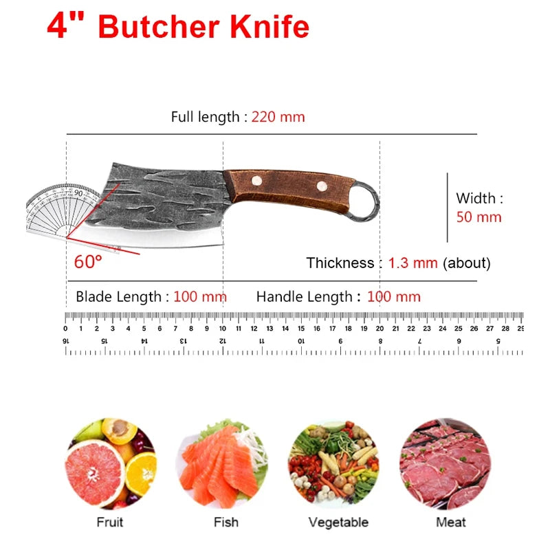 Cleaver Knife Slicing Fish Meat Vegetable Kitchen Knives Stainless Steel Wood Handle Boning Butcher Knife Chef Cooking Tools - Action Outdoors Kiwi
