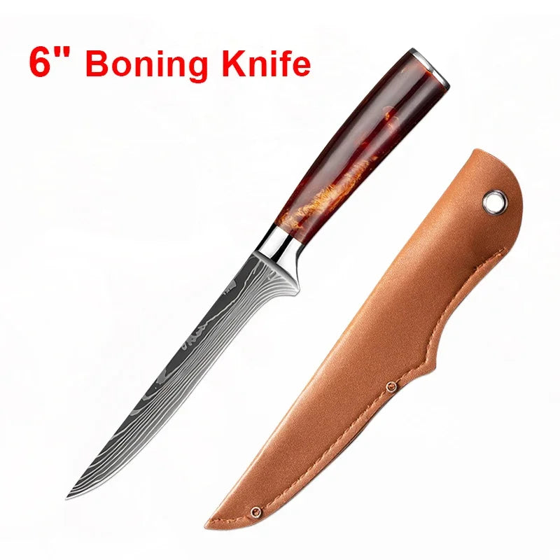 Wood Handle Sashime Knife Fish Filleting Knife High Stainless Steel Kitchen Knives Meat Cleaver Boning Knife Chef Slicing Tools - Action Outdoors Kiwi