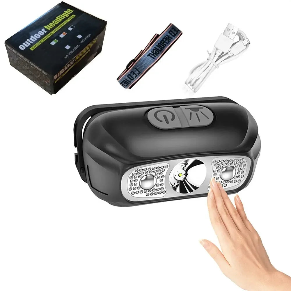 Mini Rechargeable Powerful Sensor Headlamp Fishing Camping USB Head Flashlight COB LED Head Light Torch Headlights Front Lantern - Action Outdoors Kiwi