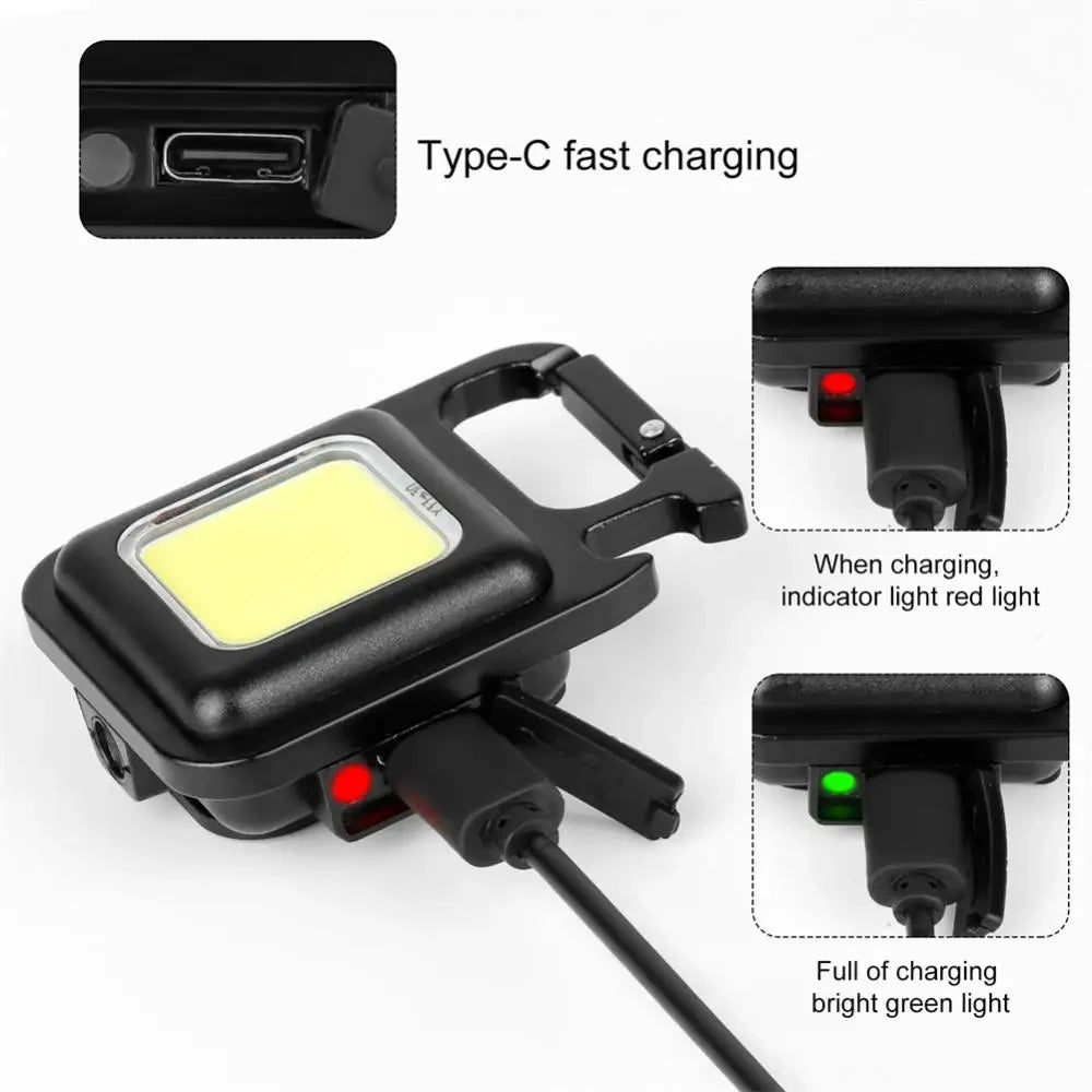 COB LED Mini Flashlight Super Bright EDC Keychain Light Outdoor Emergency Camping Pocket Lamp With Tail Magnet Corkscrew - Action Outdoors Kiwi