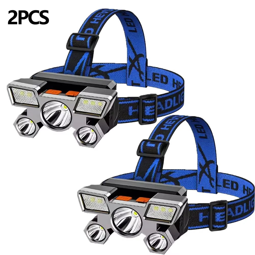 1 Pc Strong Light High Brightness Cob Headlight Usb Charging Head Mounted Night Fishing Light Outdoor Cycling Floodlight - Action Outdoors Kiwi