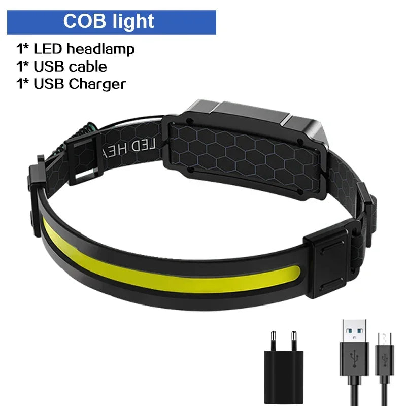 High Power LED Headlamp 7 Mode COB Sensor Headlight Head Torch Flashlight Head Lamp By 18650 Battery For Camping Fishing Hunting - Action Outdoors Kiwi