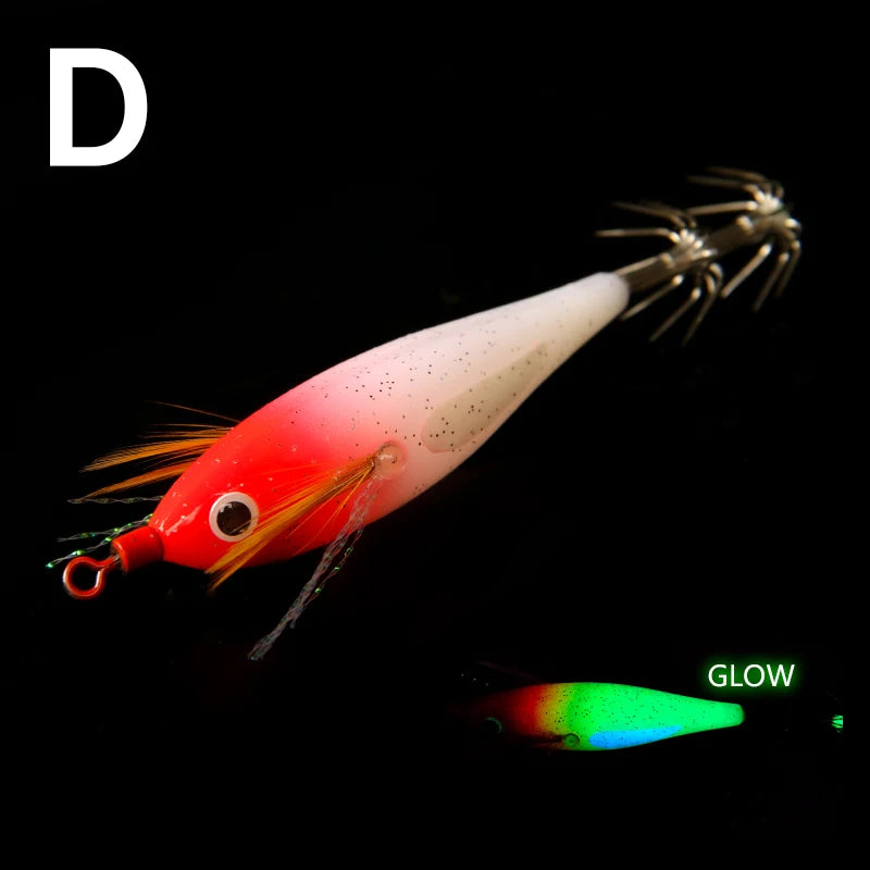 Luminous Squid Jig Artificial Bait Squid Fishing Lures Cuttlefish Webfoot Octopus Noctilucent Wood Shrimp Sea Fishing Lure