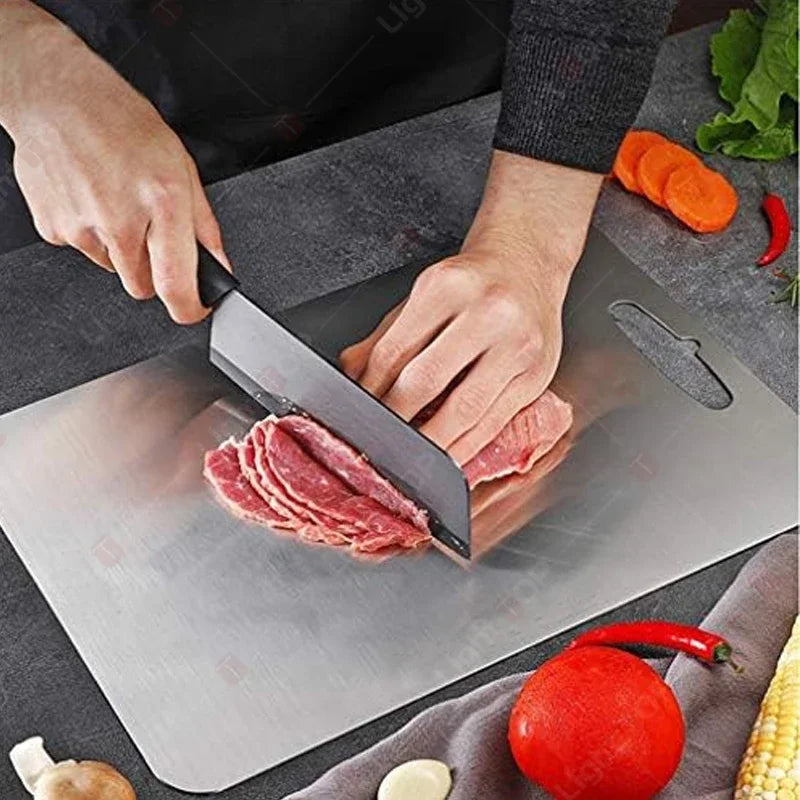 Damascus Kitchen Knives with Titanium Cutting Board Japanese Santoku Cleaver Stainless Steel Boning Knife Portable Meat Chopping - Action Outdoors Kiwi