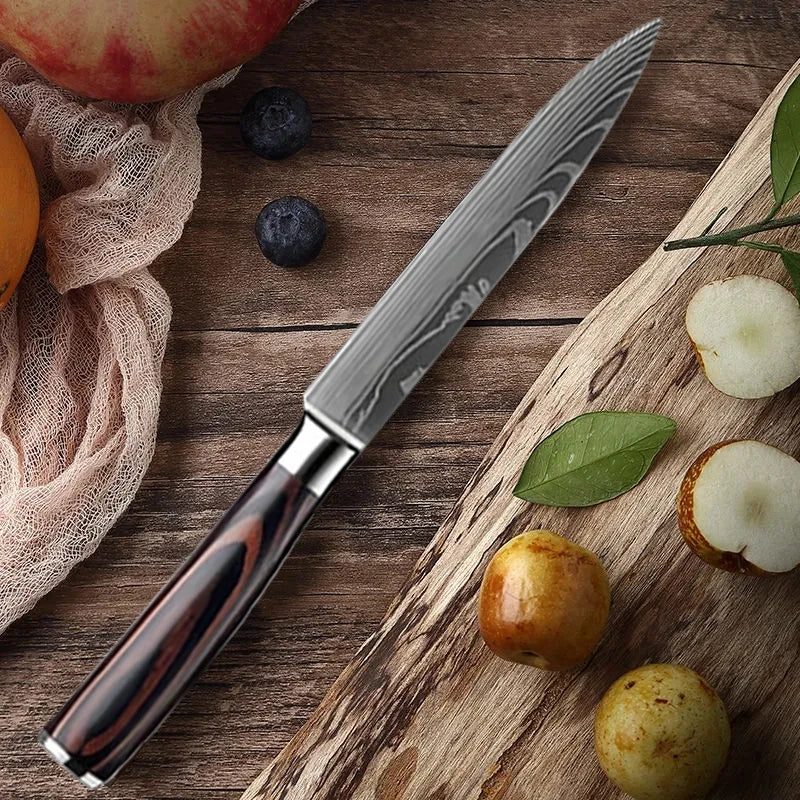 Kitchen Knife Chef Knives Meat Cleaver Fruit Vegetable Knife Slicing Knife Santoku Knife Damascus Pattern Cooking Cutter - Action Outdoors Kiwi