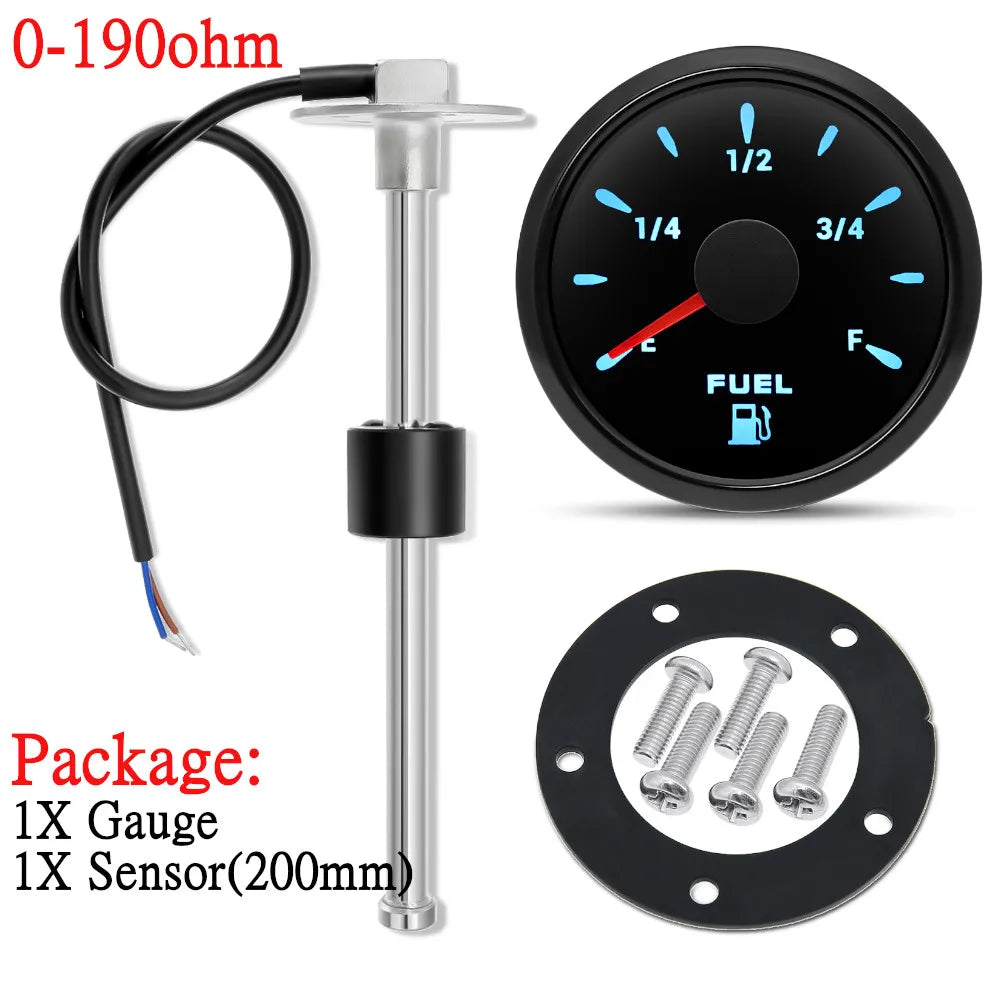 0-190Ω Fuel Float Sensor + Fuel Level Gauge(Option) 7 Color Backlight Fuel Tank Level Gauge With Alarm Light For Marine Car RVS - Action Outdoors Kiwi