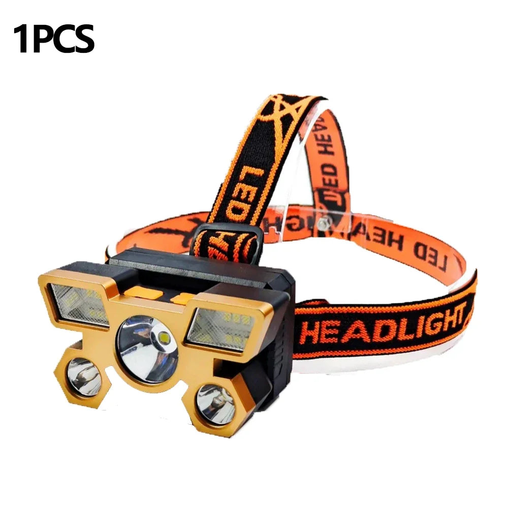 Outdoor High brightness 5LED Headset flashlight Outdoor household portable USB rechargeable Fishing miner lamp Strong headlight - Action Outdoors Kiwi
