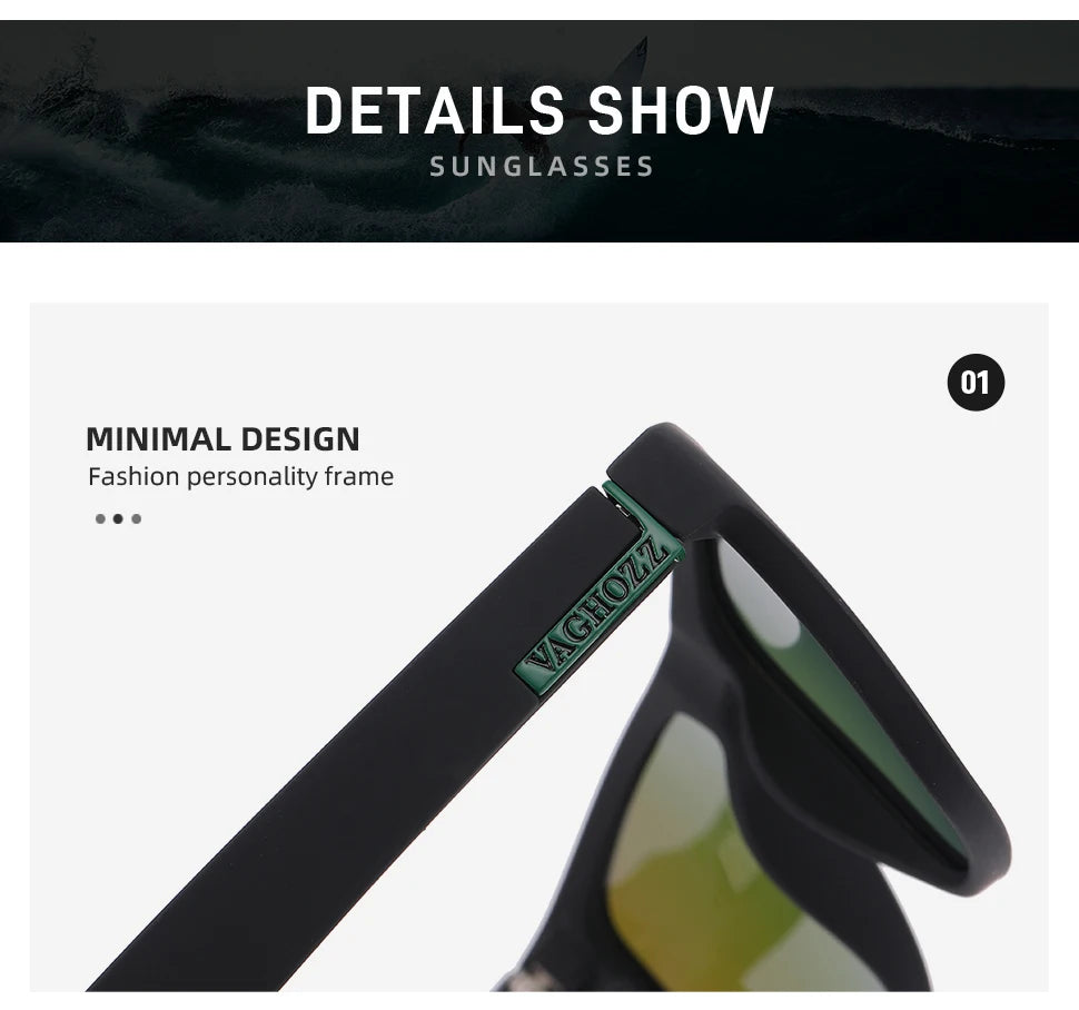 VAGHOZZ Brand Classic Sunglasses Men UV400 Fishing Sun Glasses Women Square Outdoor Male Sport Eyewear Driving Shades - Action Outdoors Kiwi