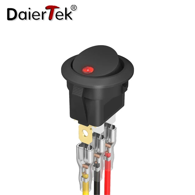 DaierTek 4PCS 12V 3 Pin Round Rocker ON/Off LED Light Toggle Switch SPST With Wires for Car Truck Marine Boat Car Accessories - Action Outdoors Kiwi