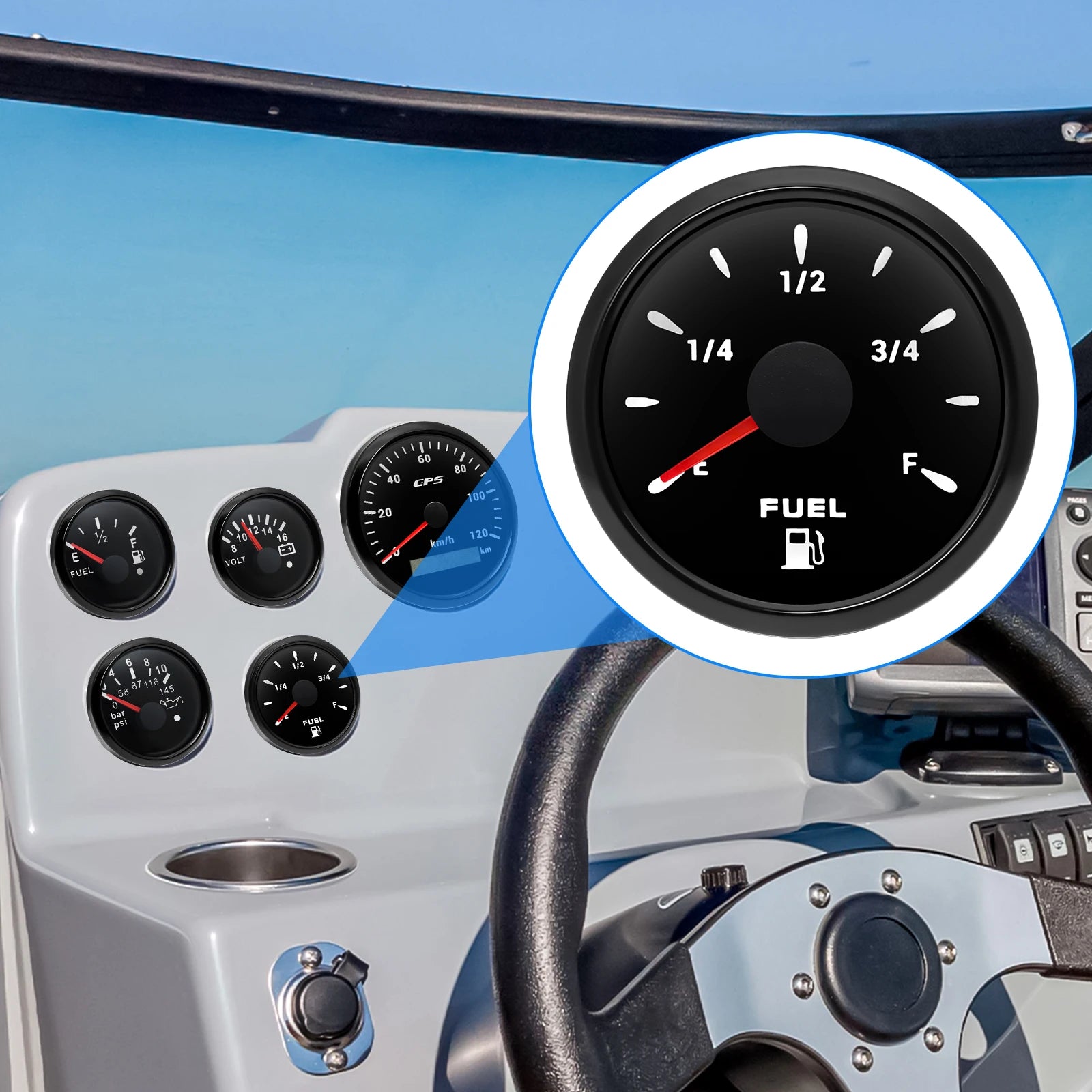 0-190Ω Fuel Float Sensor + Fuel Level Gauge(Option) 7 Color Backlight Fuel Tank Level Gauge With Alarm Light For Marine Car RVS - Action Outdoors Kiwi