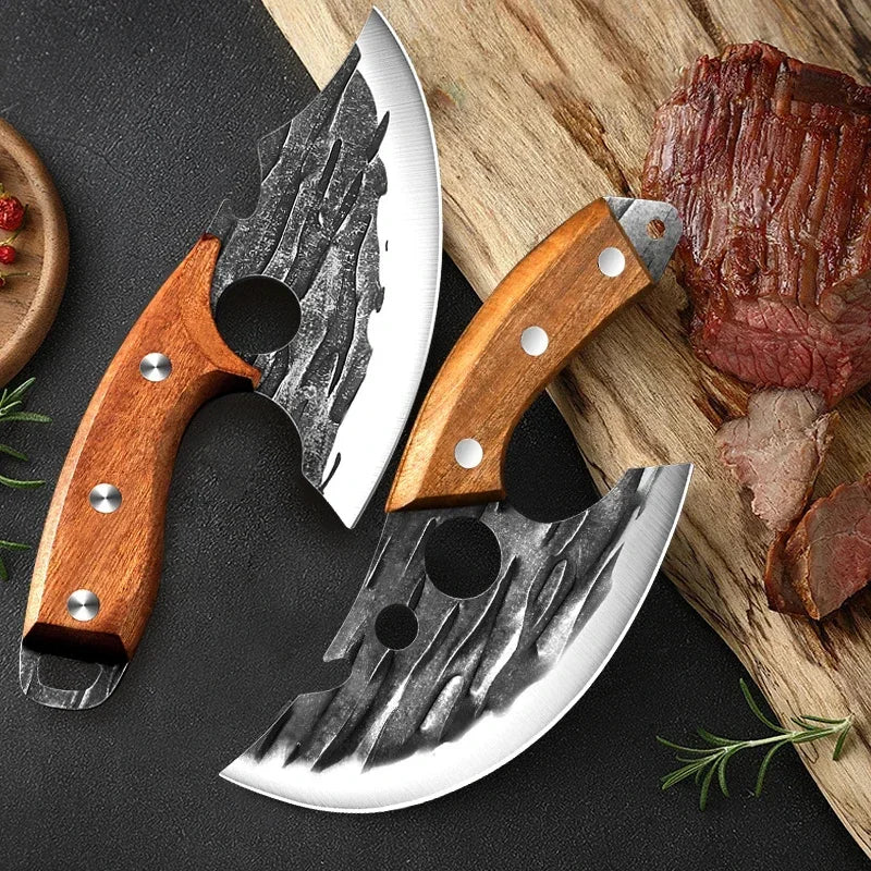 Boning Knife Wooden Handle Handmade Cooking Slicing Knife Chef Knives Barbecue Cleaver Meat Chop Vegetable Fruit Kitchen Knives - Action Outdoors Kiwi