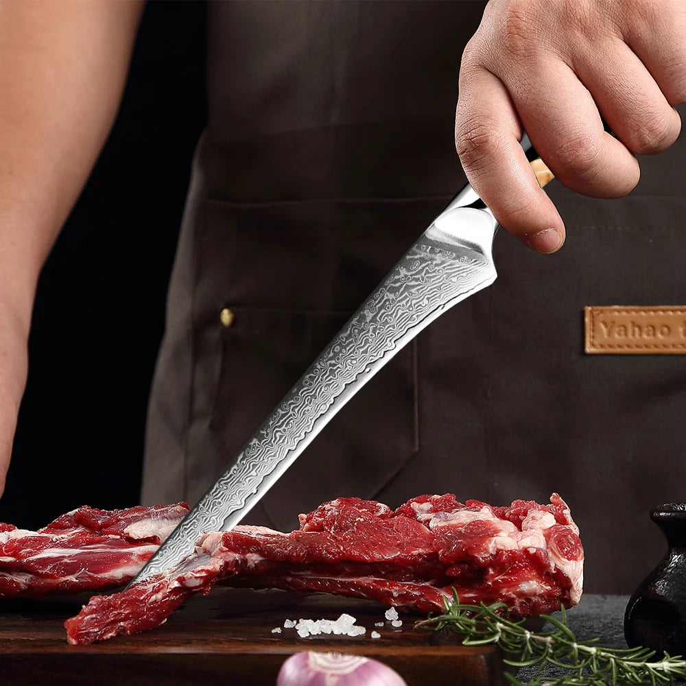 Chef Boning (Fillet) Knife 6 inch Best Damascus Japanese VG10 Steel 67 Layer Razor Sharp Utility Knife Awesome Edge Retention - Action Outdoors Kiwi