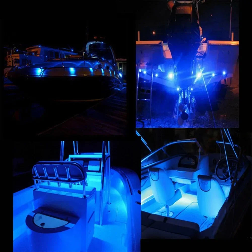 4pcs DC 12V-3W Blue LED Marine Lighting Boat Lights Spot-lighting Light Portable Waterproof Underwater Car Truck Boats Lamps - Action Outdoors Kiwi