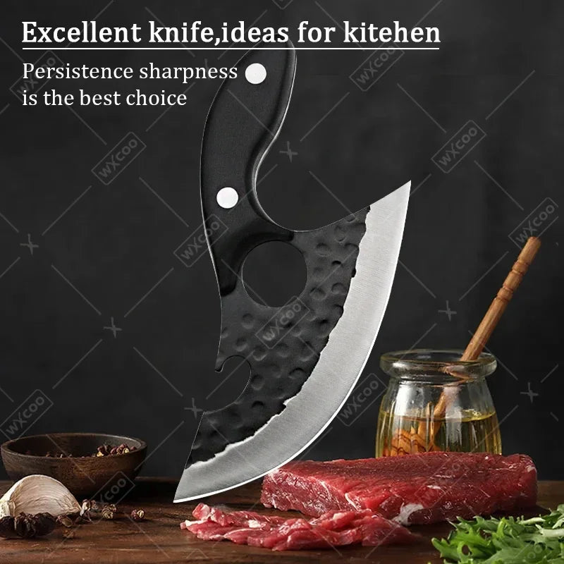 WXCOO Professional Kitchen Knives Hand Forged Boning Knife Stainless Steel Fruit Paring Knife Meat Cleaver Butcher Slicing Knife - Action Outdoors Kiwi