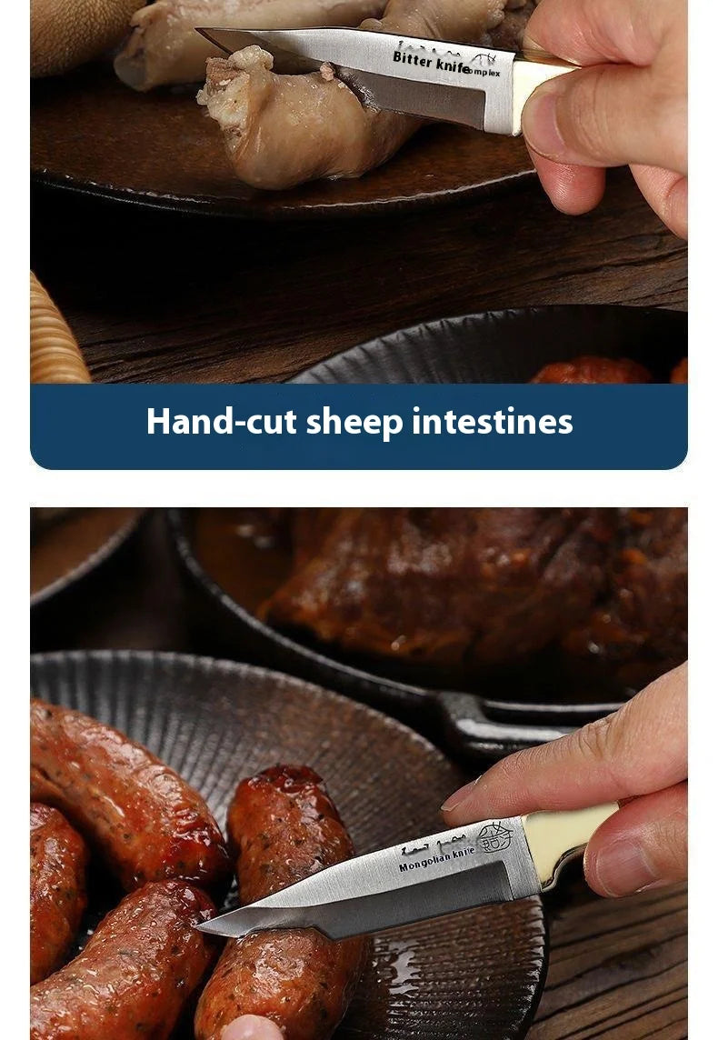 Hand steak meat knife camping copper head knife handlebar meat special knife multifunction fruit knife barbecue meat cutter knif - Action Outdoors Kiwi
