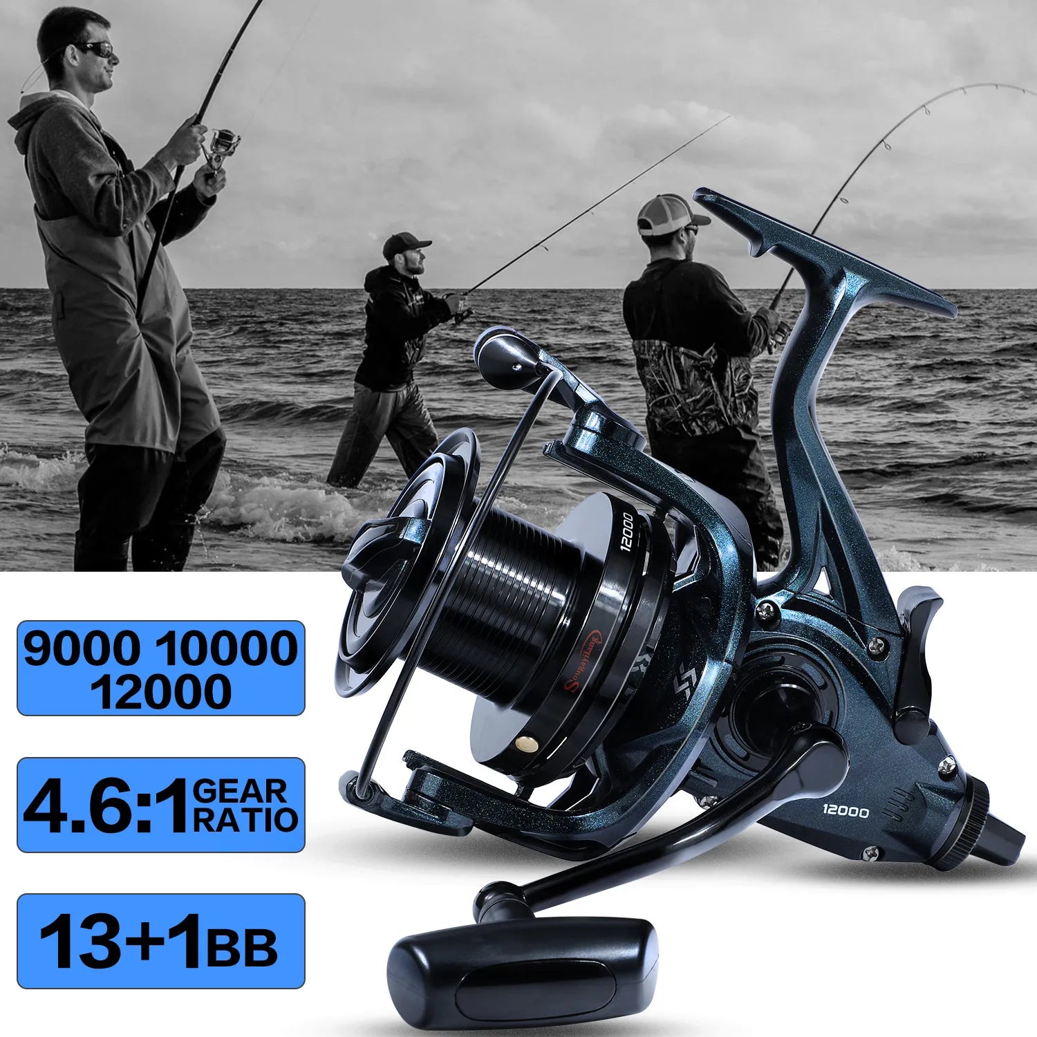 Sougayilang 8000-12000 Series Carp Fishing Reel Spinning Reel Max Drag 25kg Surf Fishing Reels Freshwater Saltwater Sea Fishing - Action Outdoors Kiwi