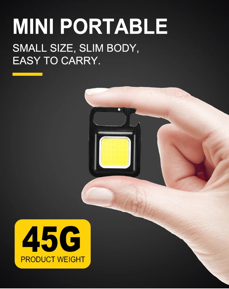 COB LED Mini Flashlight Super Bright EDC Keychain Light Outdoor Emergency Camping Pocket Lamp With Tail Magnet Corkscrew - Action Outdoors Kiwi