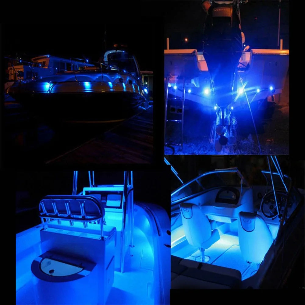 4pcs DC 12V-3W Blue LED Marine Lighting Boat Lights Spot-lighting Light Portable Waterproof Underwater Car Truck Boats Lamps - Action Outdoors Kiwi